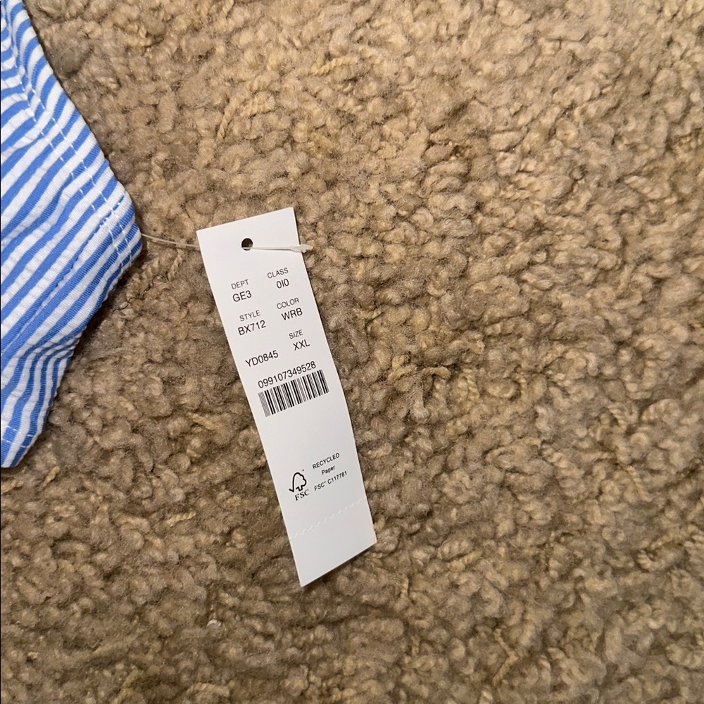 NWT J. Crew Blue and White Seersucker Tie Bikini Top (XXL) - Picture 7 of 8